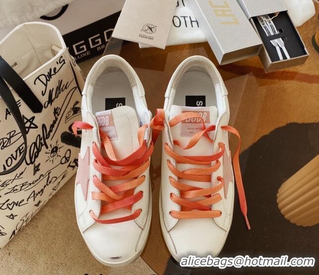 Purchase Golden Goose GGDB Super-Star Sneakers in White Calfskin and Pink Star 328119