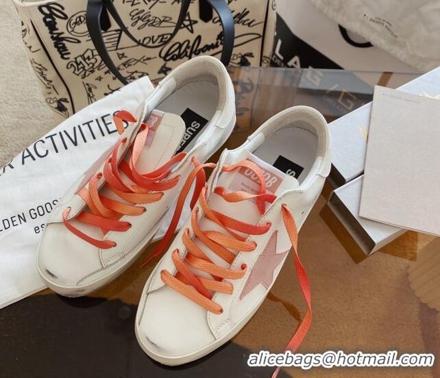 Purchase Golden Goose GGDB Super-Star Sneakers in White Calfskin and Pink Star 328119