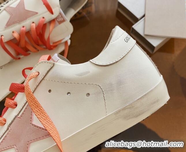 Purchase Golden Goose GGDB Super-Star Sneakers in White Calfskin and Pink Star 328119