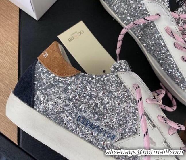 Best Grade Golden Goose GGDB Super-Star Sneakers in Glitters Silver/Pink 328114