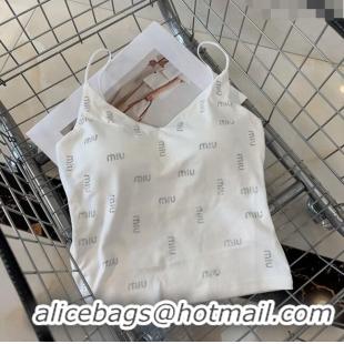 ​Reasonable Price Miu Miu Vest with Crystals Allover M0307 White 2024