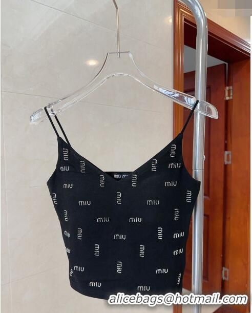 Well Crafted Miu Miu Vest with Crystals Allover M0307 Black 2024