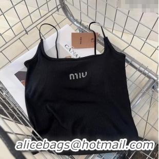 Big Discount Miu Miu Vest with Crystals Logo M0307 Black 2024