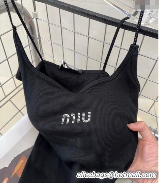 Big Discount Miu Miu Vest with Crystals Logo M0307 Black 2024