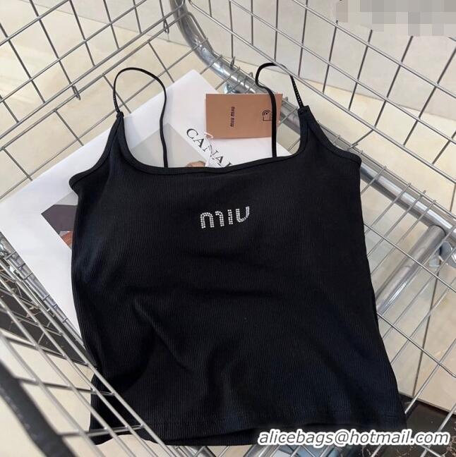 Big Discount Miu Miu Vest with Crystals Logo M0307 Black 2024