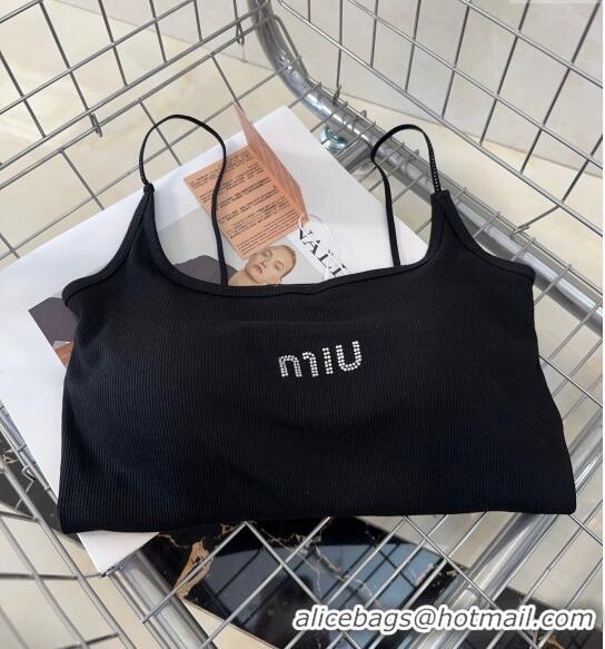 Big Discount Miu Miu Vest with Crystals Logo M0307 Black 2024