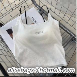 Fashion Discount Miu Miu Vest with Crystals Logo 0307 White 2024