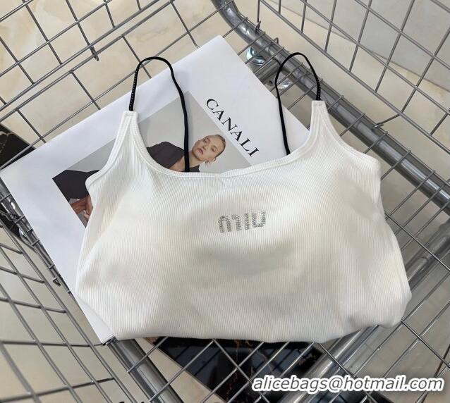 Fashion Discount Miu Miu Vest with Crystals Logo 0307 White 2024