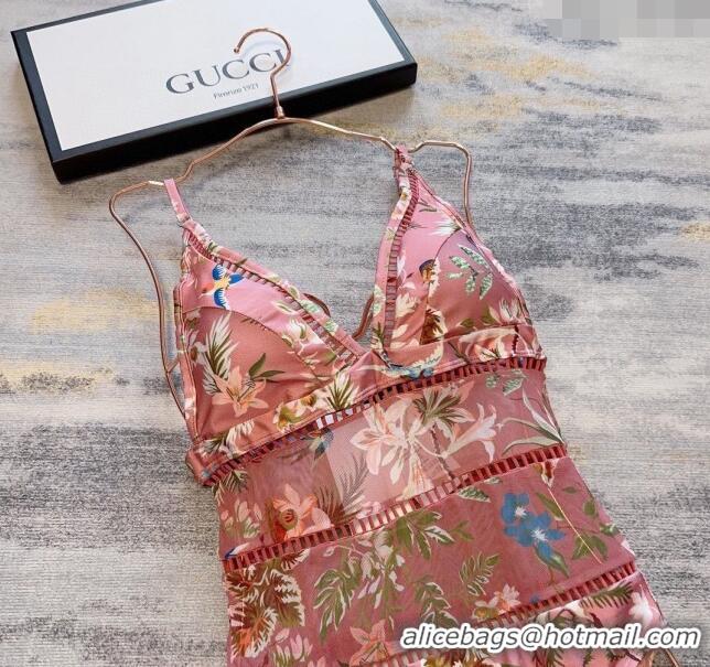 ​Promotional Gucci Printed Mesh Swimwear G0307 Pink 2024