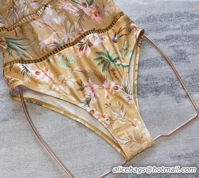 ​Luxury Cheap Gucci Printed Mesh Swimwear 0307 Gold 2024