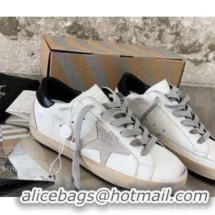 Pretty Style Golden Goose GGDB Super-Star Sneakers in White Calfskin and Silver Star 328115