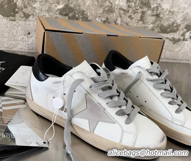 Pretty Style Golden Goose GGDB Super-Star Sneakers in White Calfskin and Silver Star 328115