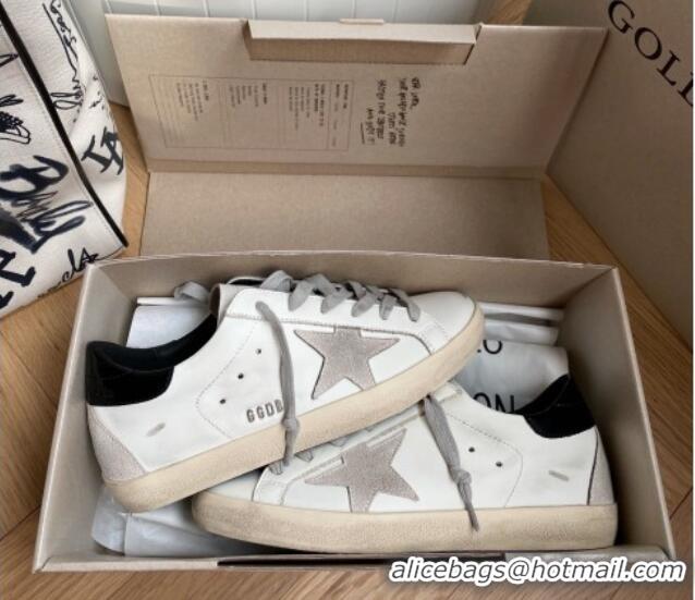 Pretty Style Golden Goose GGDB Super-Star Sneakers in White Calfskin and Silver Star 328115