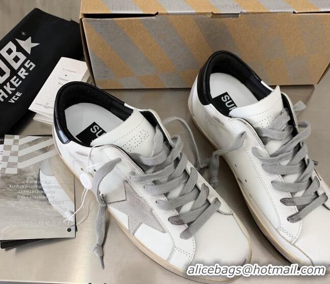 Pretty Style Golden Goose GGDB Super-Star Sneakers in White Calfskin and Silver Star 328115