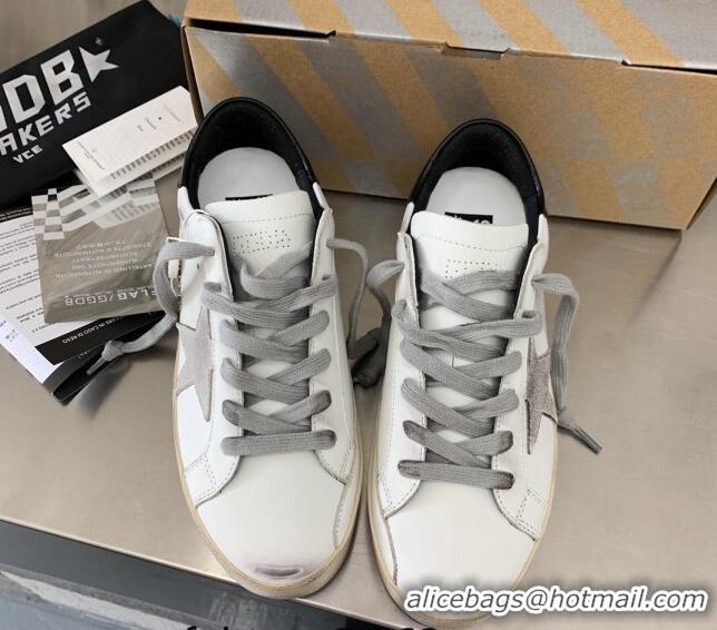 Pretty Style Golden Goose GGDB Super-Star Sneakers in White Calfskin and Silver Star 328115