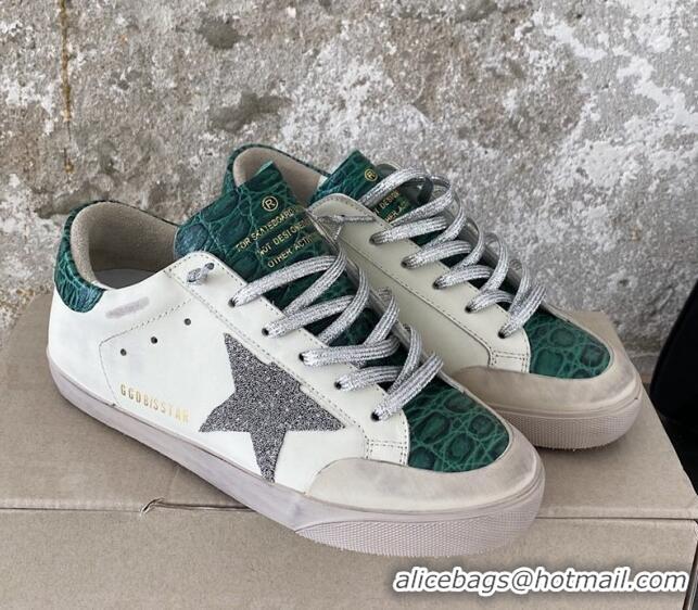 Good Quality Golden Goose GGDB Super-Star Sneakers in Calfskin White/Green/Silver 328116