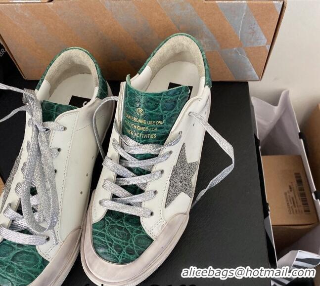 Good Quality Golden Goose GGDB Super-Star Sneakers in Calfskin White/Green/Silver 328116