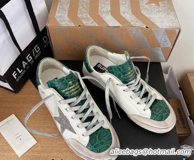 Good Quality Golden Goose GGDB Super-Star Sneakers in Calfskin White/Green/Silver 328116