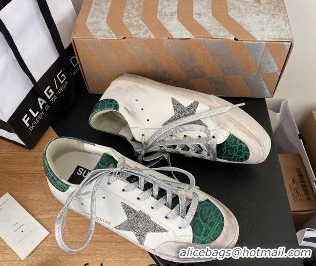 Good Quality Golden Goose GGDB Super-Star Sneakers in Calfskin White/Green/Silver 328116