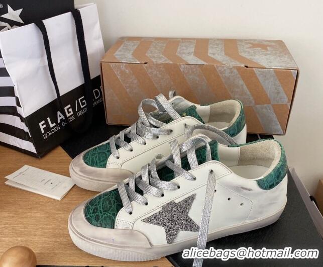 Good Quality Golden Goose GGDB Super-Star Sneakers in Calfskin White/Green/Silver 328116