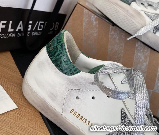 Good Quality Golden Goose GGDB Super-Star Sneakers in Calfskin White/Green/Silver 328116