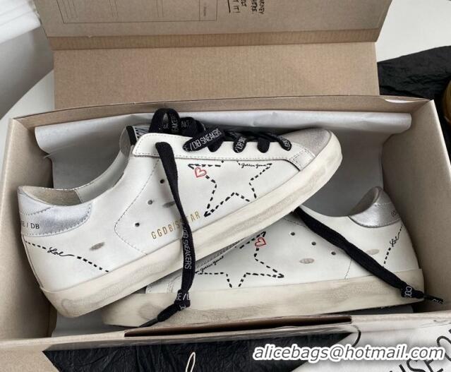 Low Cost Golden Goose GGDB Super-Star Sneakers in White Calfskin and Love Star 328118