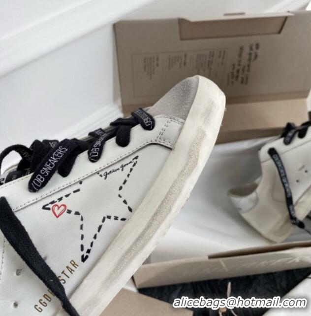 Low Cost Golden Goose GGDB Super-Star Sneakers in White Calfskin and Love Star 328118