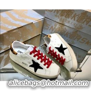 Top Grade Golden Goose GGDB Super-Star Sneakers in Calfskin White/Black/Red 328121