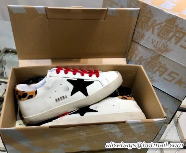 Top Grade Golden Goose GGDB Super-Star Sneakers in Calfskin White/Black/Red 328121