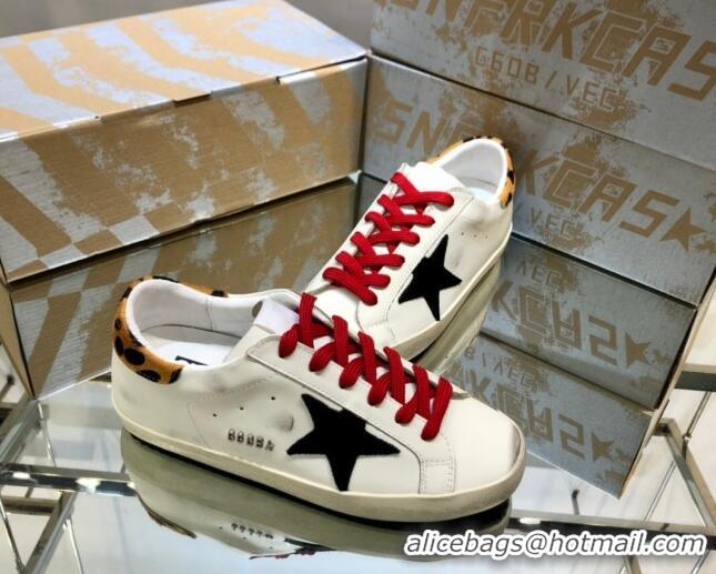 Top Grade Golden Goose GGDB Super-Star Sneakers in Calfskin White/Black/Red 328121