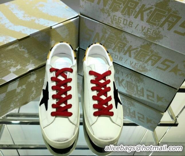 Top Grade Golden Goose GGDB Super-Star Sneakers in Calfskin White/Black/Red 328121