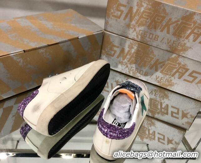 Best Grade Golden Goose GGDB Super-Star Sneakers in Calfskin White/Green/Purple 328125