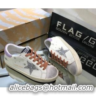 Good Quality Golden Goose GGDB Super-Star Sneakers in Calfskin White/Light Purple 328126