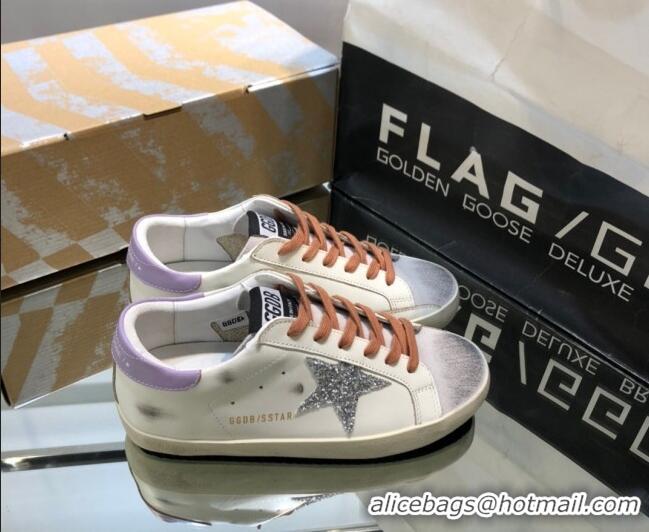 Good Quality Golden Goose GGDB Super-Star Sneakers in Calfskin White/Light Purple 328126