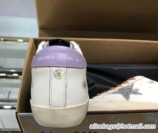 Good Quality Golden Goose GGDB Super-Star Sneakers in Calfskin White/Light Purple 328126