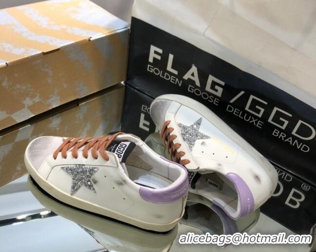 Good Quality Golden Goose GGDB Super-Star Sneakers in Calfskin White/Light Purple 328126