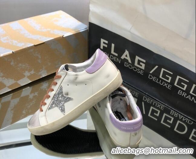 Good Quality Golden Goose GGDB Super-Star Sneakers in Calfskin White/Light Purple 328126