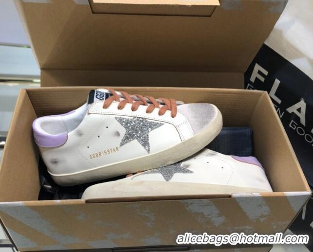 Good Quality Golden Goose GGDB Super-Star Sneakers in Calfskin White/Light Purple 328126