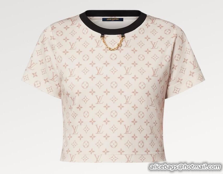 Famous Brand Louis Vuitton Monogram Crop Top Cotton 1AFON4 Beige