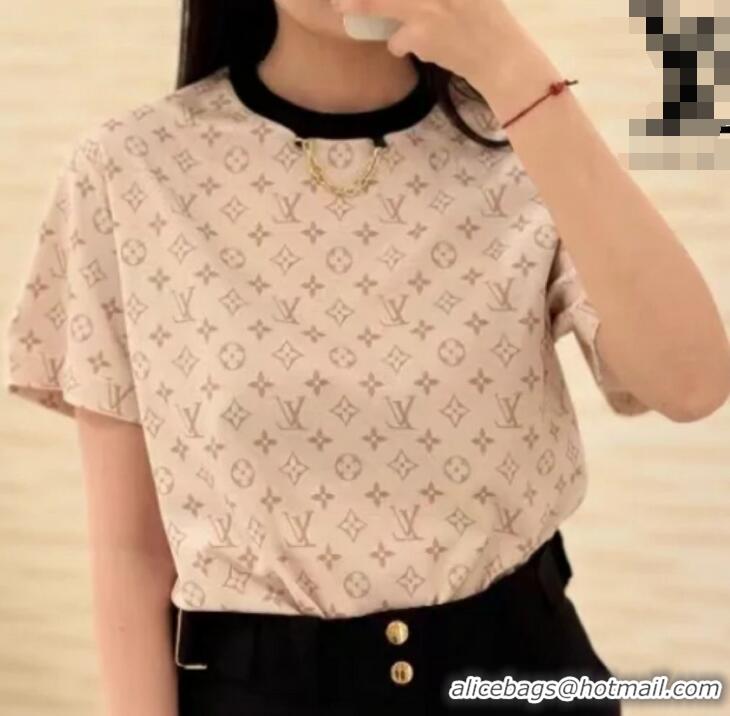 Famous Brand Louis Vuitton Monogram Crop Top Cotton 1AFON4 Beige