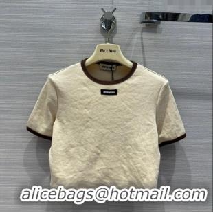 Famous Brand Miu Miu Knit T-shirt M040704 Beige 2024