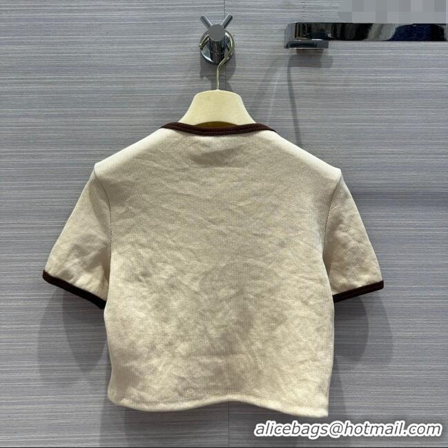 Famous Brand Miu Miu Knit T-shirt M040704 Beige 2024