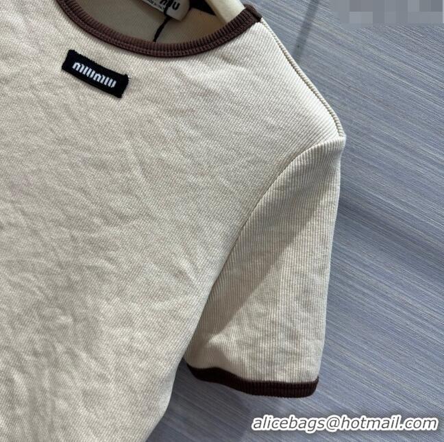 Famous Brand Miu Miu Knit T-shirt M040704 Beige 2024