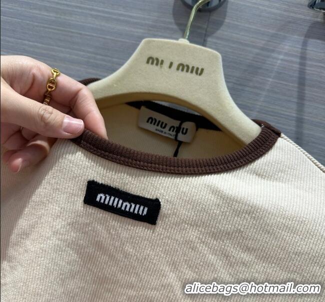 Famous Brand Miu Miu Knit T-shirt M040704 Beige 2024