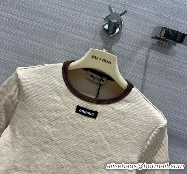 Famous Brand Miu Miu Knit T-shirt M040704 Beige 2024