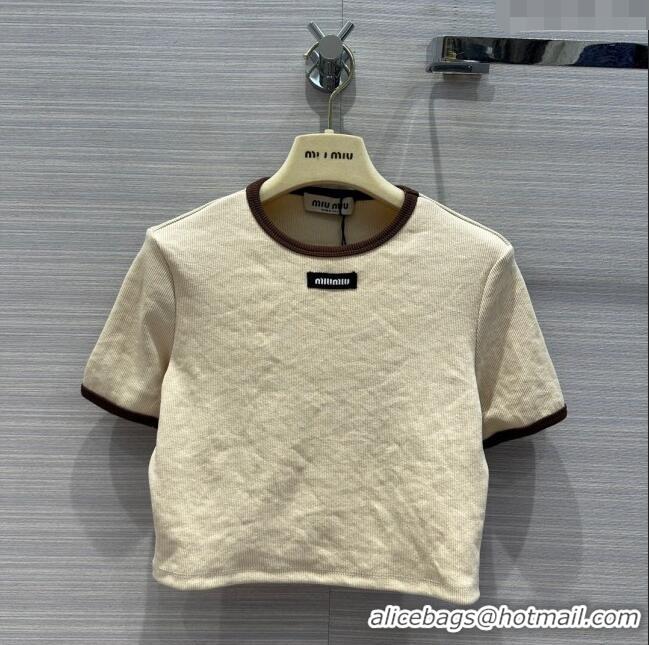 Famous Brand Miu Miu Knit T-shirt M040704 Beige 2024