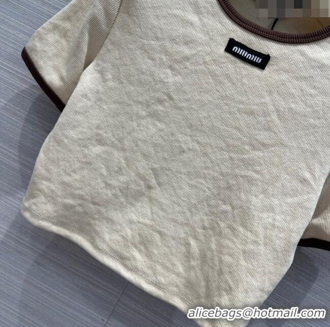 Famous Brand Miu Miu Knit T-shirt M040704 Beige 2024