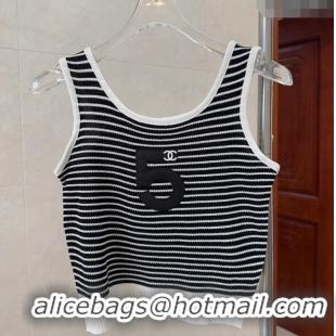 Affordable Price Chanel 5 Knit Vest 0307 White/Black 2024 