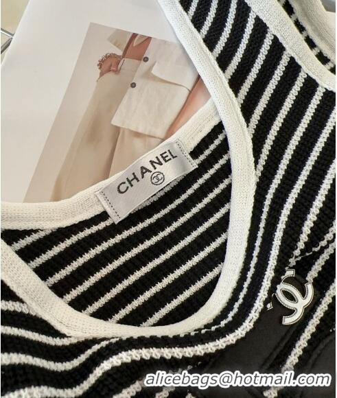 Affordable Price Chanel 5 Knit Vest 0307 White/Black 2024 