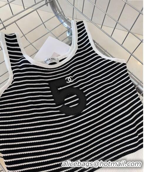 Affordable Price Chanel 5 Knit Vest 0307 White/Black 2024 